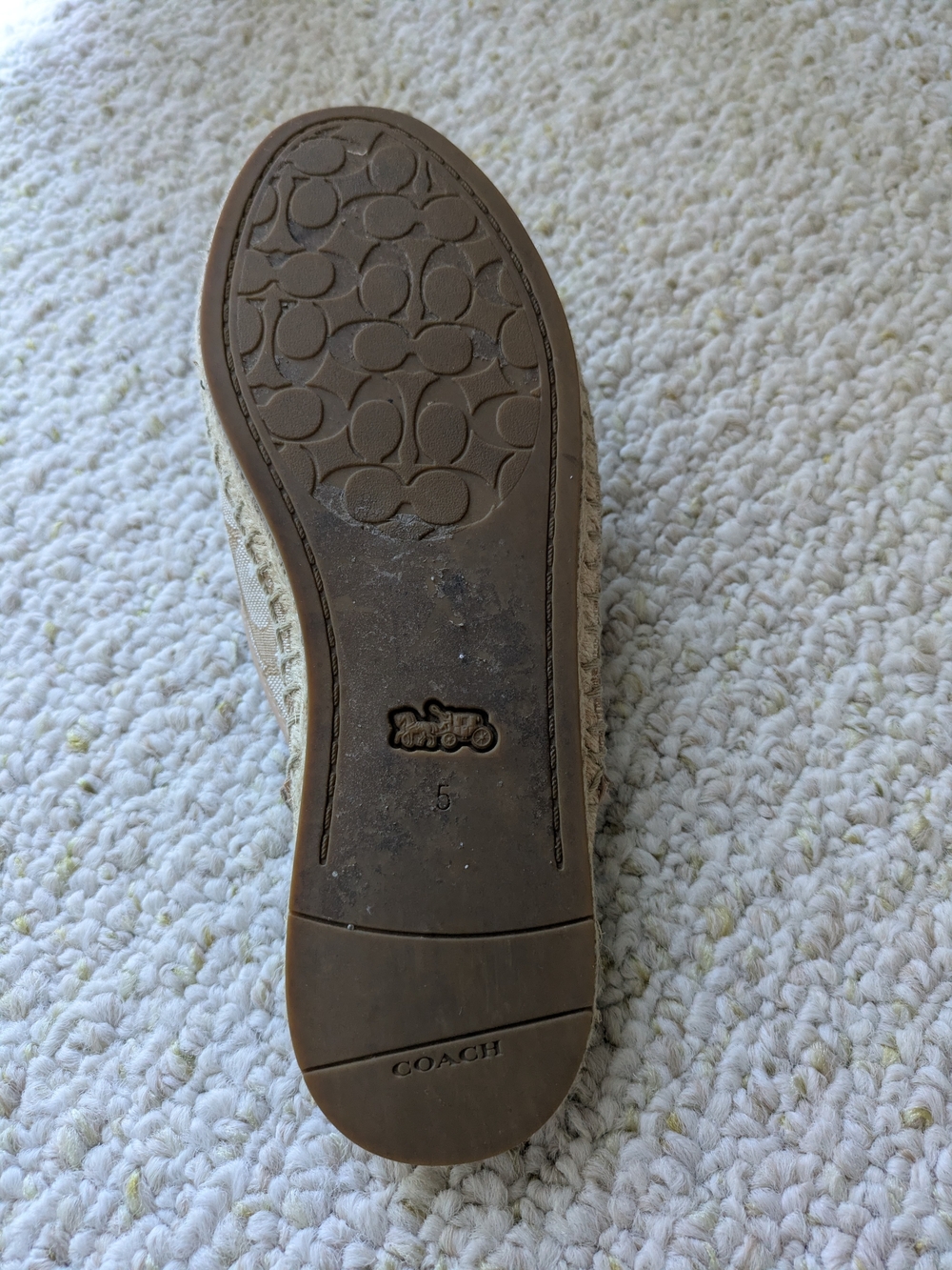 Coach Cream and Brown Espadrille Wedge Slip-On